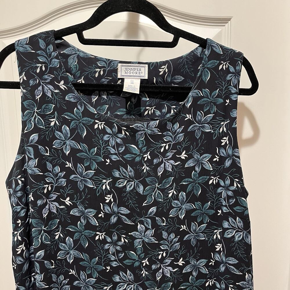 Women’s Dress Jennifer Moore Sleeveless Maxi‎ Blue Floral Pattern Size 14